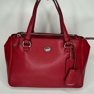 COACH F32829 Peyton Leather Mini Carryall Satchel Red EUC
